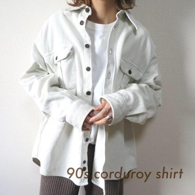90s コーデュロイシャツ ジャケット 太畝 ホワイト  vintage