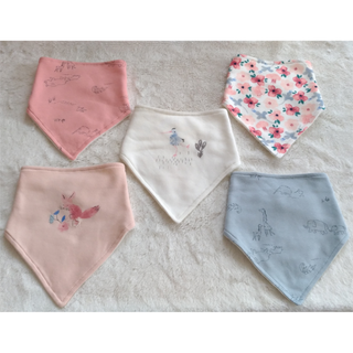 Marks&Spencer 5枚セット よだれかけ スタイ 鳥 花柄 三角(ベビースタイ/よだれかけ)