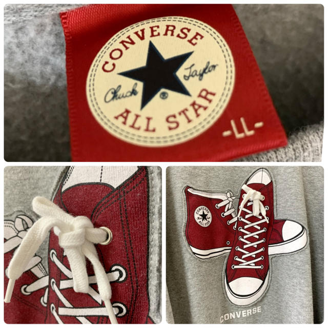 CONVERSE(コンバース)の【激レア】紐付き コンバース デカロゴ ワッペン 裏起毛 古着 スウェット メンズのトップス(スウェット)の商品写真