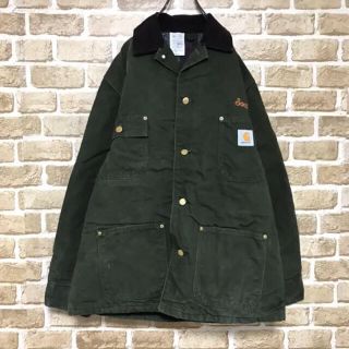 カーハート(carhartt)のカーハート ダックジャケット USA製  ビッグ刺繍 グリーンカバーオール(カバーオール)