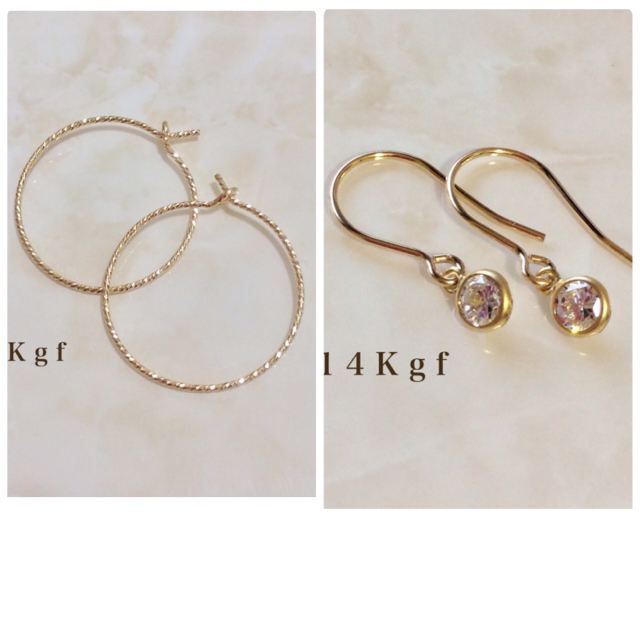 Plage(プラージュ)の14Kgf／K14gf 一粒ダイヤCZフックピアス／一粒ダイヤピアス 4ミリ レディースのアクセサリー(ピアス)の商品写真