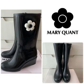 マリークワント(MARY QUANT)のマリークワント　ブラックエナメル   カメリア　レインブーツ(レインブーツ/長靴)