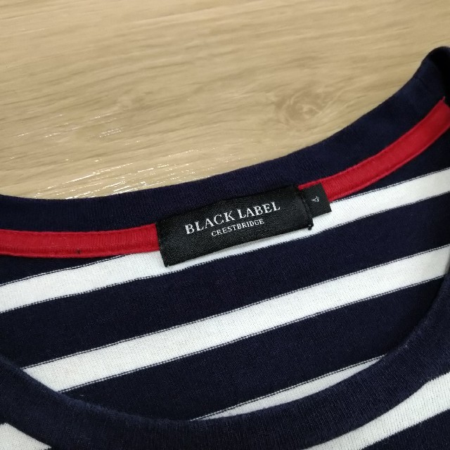 BLACK LABEL CRESTBRIDGE(ブラックレーベルクレストブリッジ)の美品!!4(LL)白×ネイビー ボーダー柄 ロンT Black Label クレ メンズのトップス(Tシャツ/カットソー(七分/長袖))の商品写真