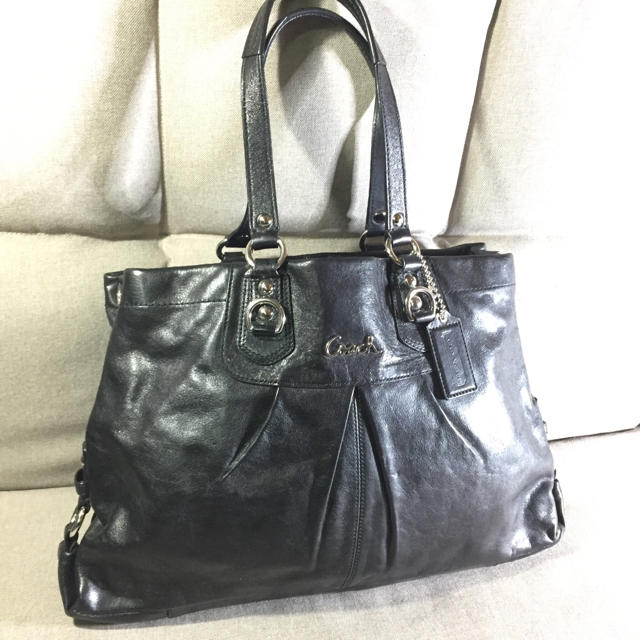 COACH オールドコーチ黒レザー トートバッグ ショルダーバッグ