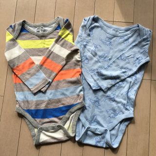 ベビーギャップ(babyGAP)のギャップベビー 長袖ボディ 2枚セット ボーダー&ダンボ 80㎝(肌着/下着)