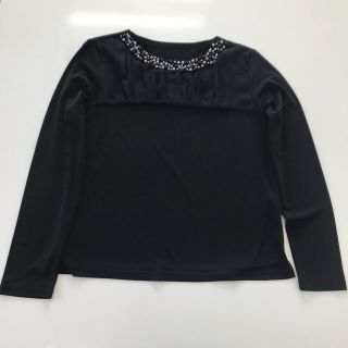 極美品　パールビジュー　カットソー(カットソー(長袖/七分))