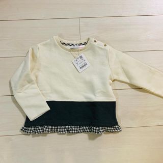 ザラキッズ(ZARA KIDS)の新品♡ギンガムチェック 切り替えトレーナー(Tシャツ/カットソー)