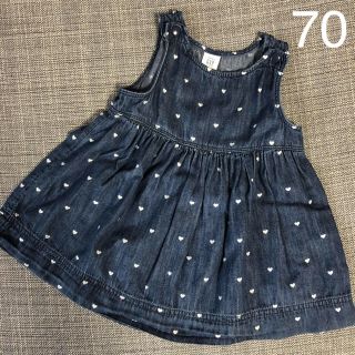 ベビーギャップ(babyGAP)のbabyGAP ハート柄 デニム ワンピース 70(ワンピース)