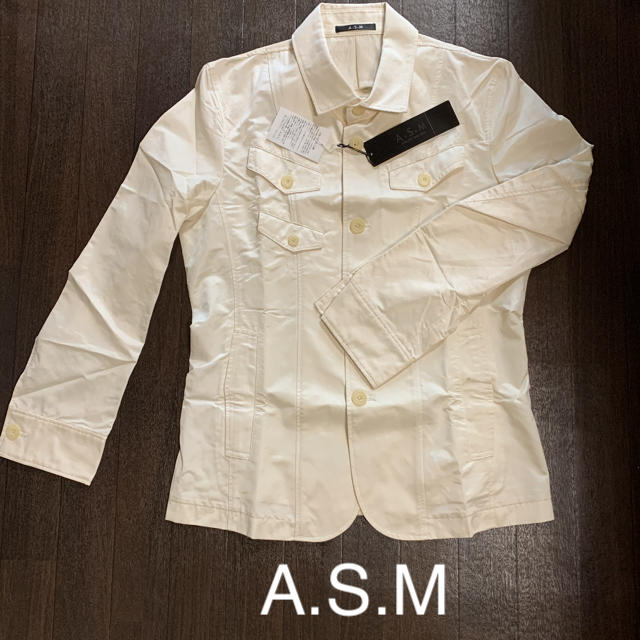 A.S.M ATELIER SAB MEN(エイエスエム)のA.S.M メンズ綿・ナイロン　白ジャケット　52(LL)細身 メンズのジャケット/アウター(ナイロンジャケット)の商品写真