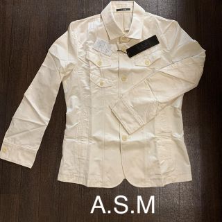 エイエスエム(A.S.M ATELIER SAB MEN)のA.S.M メンズ綿・ナイロン　白ジャケット　52(LL)細身(ナイロンジャケット)