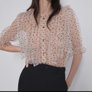 ザラ(ZARA)のzara  ドットシースルー ブラウス(シャツ/ブラウス(半袖/袖なし))