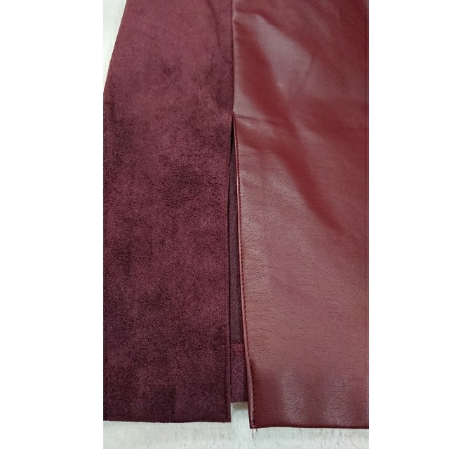 レザータイトスカート  ワインレッド レディースのスカート(ひざ丈スカート)の商品写真