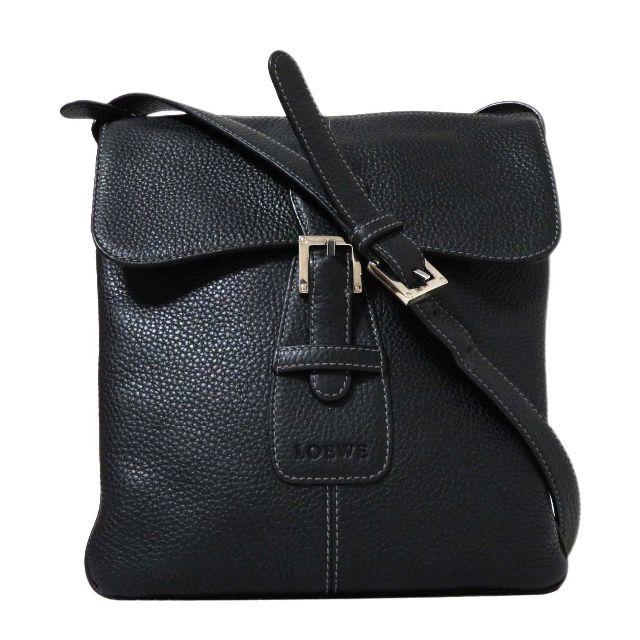 LOEWE - アメジスト☆美品 ロエベ ロゴ型押し レザー 斜め掛け ショルダー バッグ