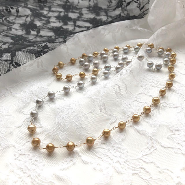 HOT本物保証 現品限り Gold &Silver パールロングネックレスの通販 by