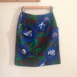 マリメッコ(marimekko)のベロア 花柄スカート(ひざ丈スカート)