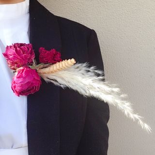 ハンドメイド コサージュ ブローチ ヘアクリップ 髪飾り ドライフラワー 芍薬(コサージュ/ブローチ)