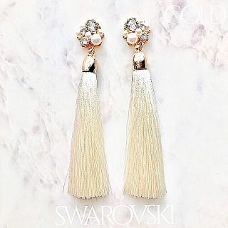 スワロフスキービッグタッセルピアス✨二次会ドレス花嫁　(ピアス)