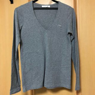 ラコステ(LACOSTE)のVネック ロンＴ ラコステ グレー(Tシャツ(長袖/七分))