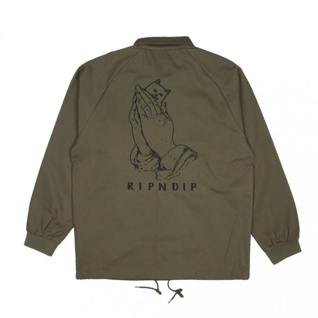 RIPNDIP PRAYING HANDS TWILL JACKET OLIVE