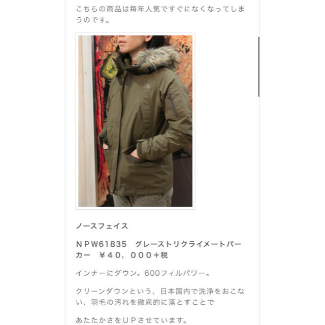 THE NORTH FACE(ザノースフェイス)の半額以下美品！！グレーストリクライメートパーカー レディースのジャケット/アウター(ダウンジャケット)の商品写真