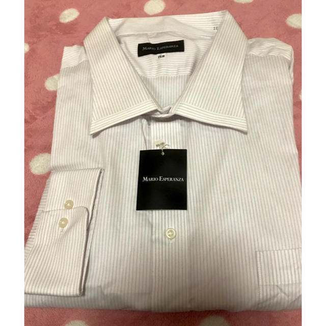 MARIO ESPERANZA ワイシャツ 7LB 形態安定 淡ピンクストライプ メンズのトップス(シャツ)の商品写真