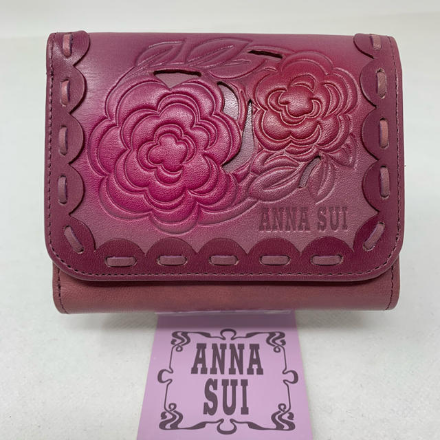 ANNA SUI - ANNA SUI アナスイ 二つ折り財布 バラ 薔薇 ピンク 型押し パープル の通販 by yunny yunny