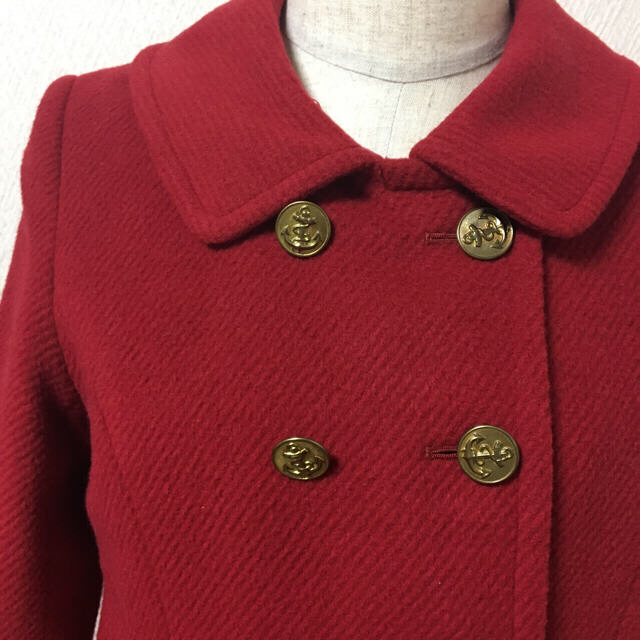 JaneMarple(ジェーンマープル)のアンゴラカルゼのシープカラーコート 赤 レディースのジャケット/アウター(ピーコート)の商品写真