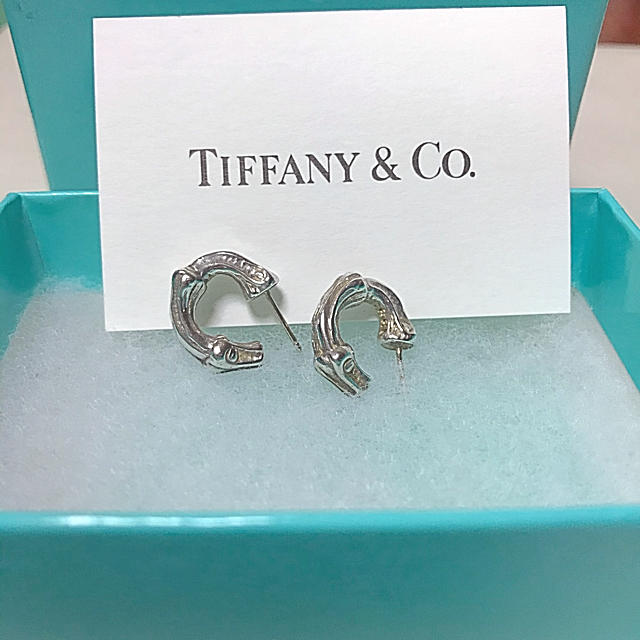 ☆美品☆【TIFFANY\u0026Co.】バンブー　骨　ミディアム　ピアス　581