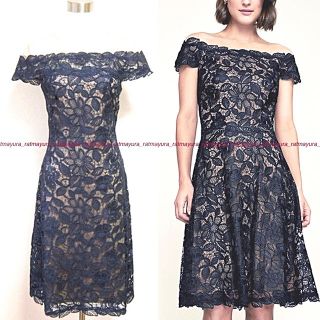 タダシショウジ(TADASHI SHOJI)のTADASHI SHOJIクロシェレース*フレアドレスワンピース*ネイビー4(ひざ丈ワンピース)