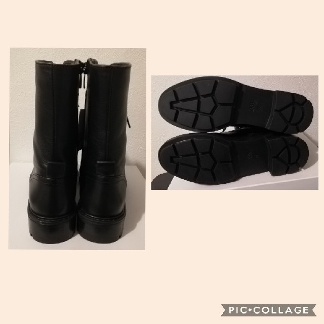 新品◇ZARA フラットレザーショートブーツ 36 黒 レースアップ 新品◇ZARA フラットレザーショートブーツ 36 黒 レースアップ