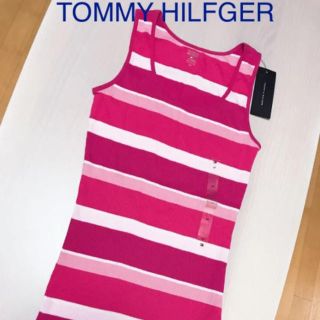 トミーヒルフィガー(TOMMY HILFIGER)のTOMMY HILFIGER❤︎ピンクボーダータンクトップ 新品(タンクトップ)