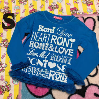 ロニィ(RONI)の新品★訳ありRONI★チュールTシャツ★ブルーS(Tシャツ/カットソー)