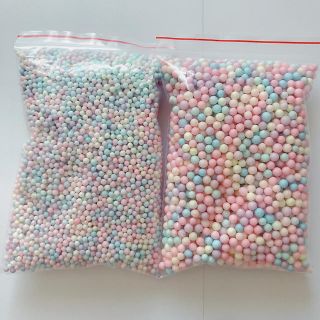 【即発送】２袋セット★パステル ミックスカラー 発泡ビーズ☆小粒大粒(各種パーツ)