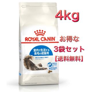 ロイヤルカナン(ROYAL CANIN)の【送料無料 / 3袋セット】ロイヤルカナン インドア ロングヘアー4kg(ペットフード)