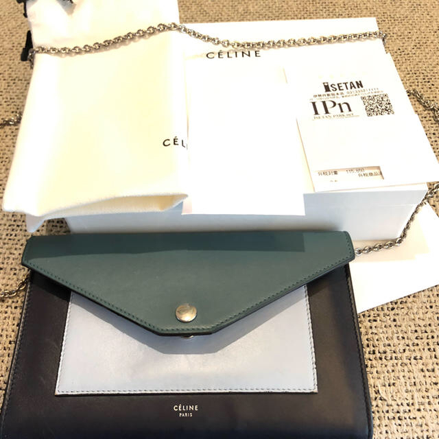 CELINEセリーヌ新宿伊勢丹購入レシート有チェーンウォレット財布115000