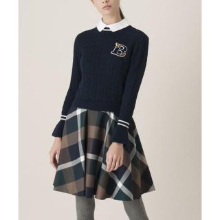 バーバリーブルーレーベル(BURBERRY BLUE LABEL)のココアぷりん様専用ブルーレーベルクレストブリッジ★ビエラニットワンピ★グリーン(ひざ丈ワンピース)