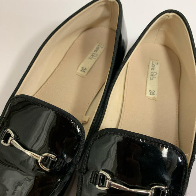 ZARA(ザラ)のZARA girls エナメルローファー　サイズ34 キッズ/ベビー/マタニティのキッズ靴/シューズ(15cm~)(ローファー)の商品写真