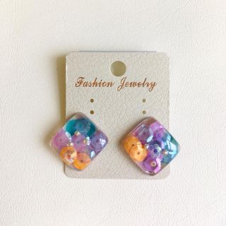 ハンドメイド　イヤリング　ピアス　カラフル　ミックスカラー(ピアス)