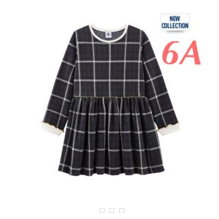 プチバトー(PETIT BATEAU)のaoi様ご専用　プチバトー  2019AW グレーチェックワンピース　6A(ワンピース)