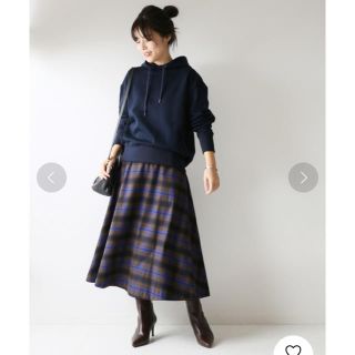 スピックアンドスパン(Spick & Span)のSpick & Span チェックソフトフレアースカートsize34(ひざ丈スカート)