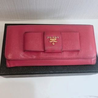 プラダ(PRADA)のPRADA プラダ　サフィアーノ  リボン　レザー　長財布　ピンク(財布)