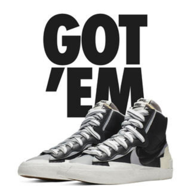 NIKE BLAZER MID SACAI BLACK 28cm 数回着用靴/シューズ