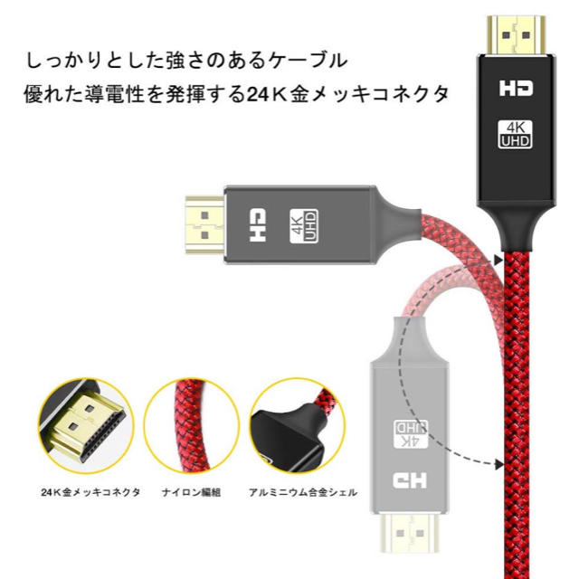 HDMIケーブル スマホ/家電/カメラのテレビ/映像機器(映像用ケーブル)の商品写真