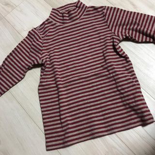 ムジルシリョウヒン(MUJI (無印良品))のボーダーハイネック長袖Tシャツ(Tシャツ/カットソー)