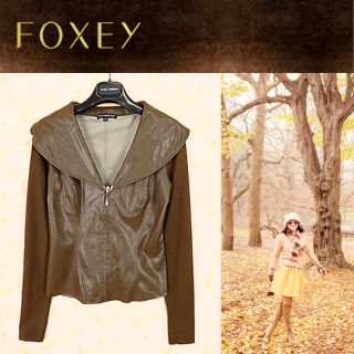 フォクシー(FOXEY)のFOXEY❤️女優襟♡Fレザージャケット(ブルゾン)