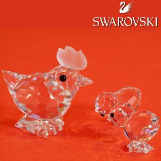 スワロフスキー(SWAROVSKI)のスワロフスキー クリスタル ニワトリ 親鳥とヒナ(置物)