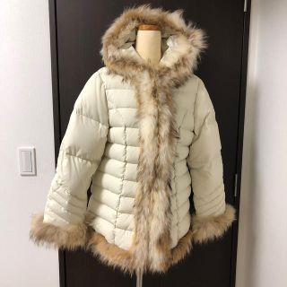 マックスマーラ(Max Mara)の《美品》白ダウン/ホックスファー/L L(ダウンジャケット)