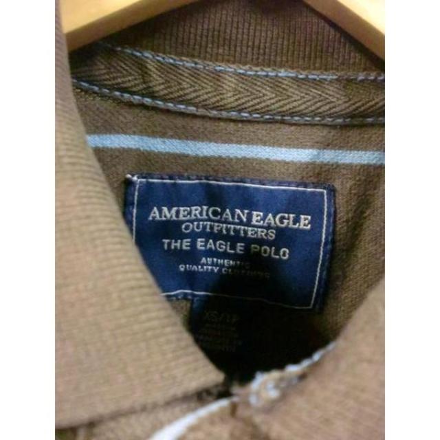American Eagle(アメリカンイーグル)の匿名即日発可！アメリカンイーグルボーダーポロシャツブラウン重宝XS メンズのトップス(ポロシャツ)の商品写真