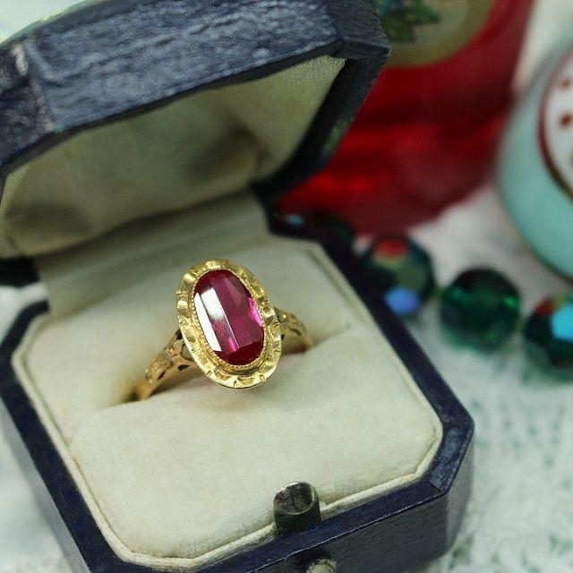 ヴィンテージリング 一点物 ゴールド 指輪 vintage gold ring v1572ディデリカ UESD中古品 OPAL 最高の品質