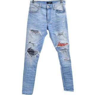 サンローラン(Saint Laurent)の17S/S AMIRI バンダナダメージデニム アミリ リペア スキニー 正規品(デニム/ジーンズ)